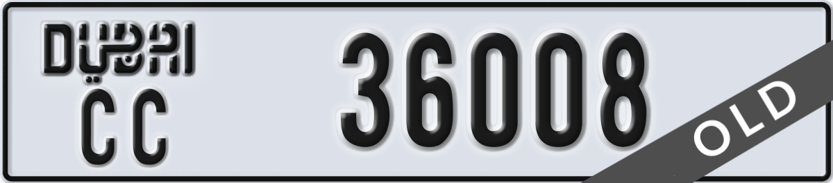 dubai License Plate Number 36008 Code CC