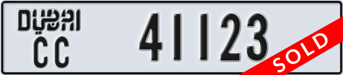 dubai License Plate Number 41123 Code CC
