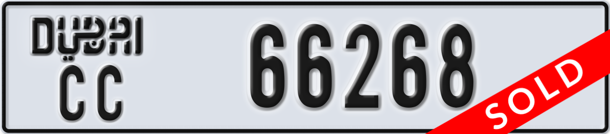 dubai License Plate Number 66268 Code CC