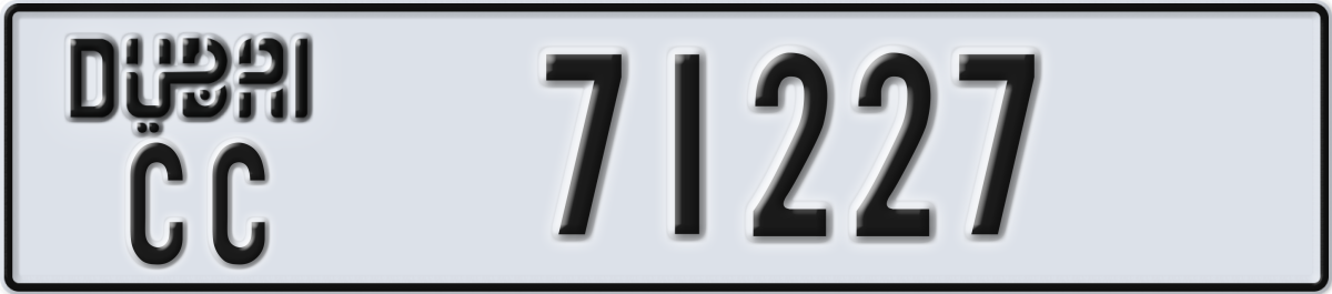 dubai License Plate Number 71227 Code CC