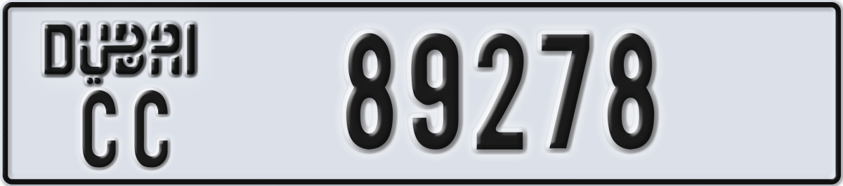 dubai License Plate Number 89278 Code CC