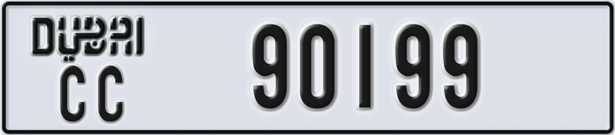 dubai License Plate Number 90199 Code CC