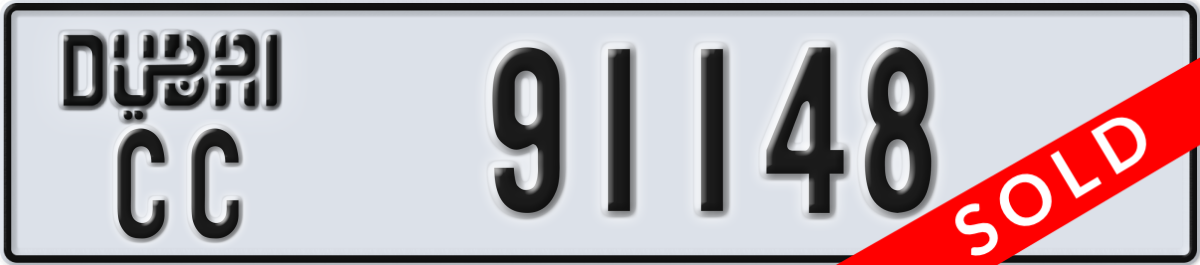 dubai License Plate Number 91148 Code CC