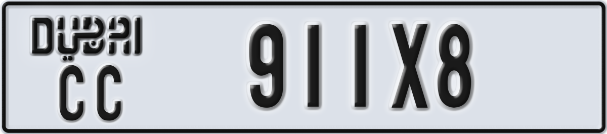 dubai License Plate Number 911X8 Code CC