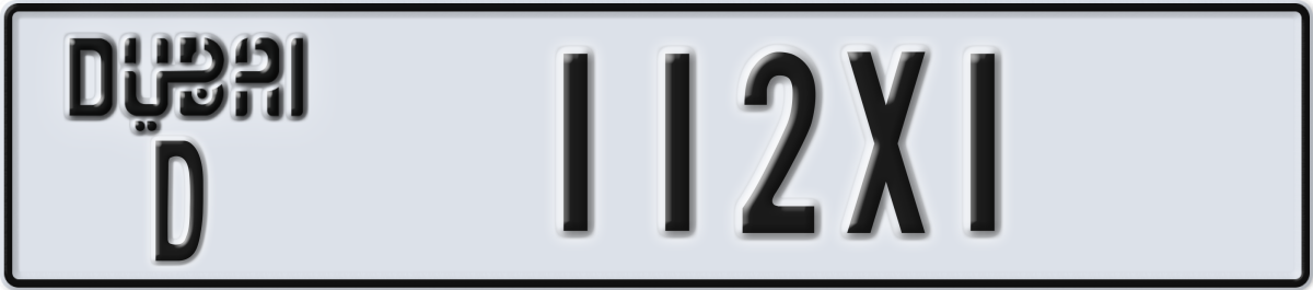dubai License Plate Number 112X1 Code D