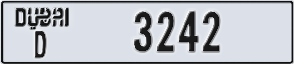 dubai License Plate Number 3242 Code D