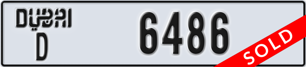 dubai License Plate Number 6486 Code D