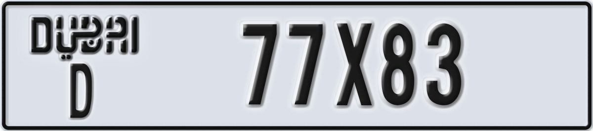 dubai License Plate Number 77X83 Code D