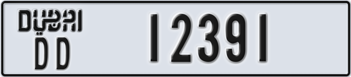 dubai License Plate Number 12391 Code DD