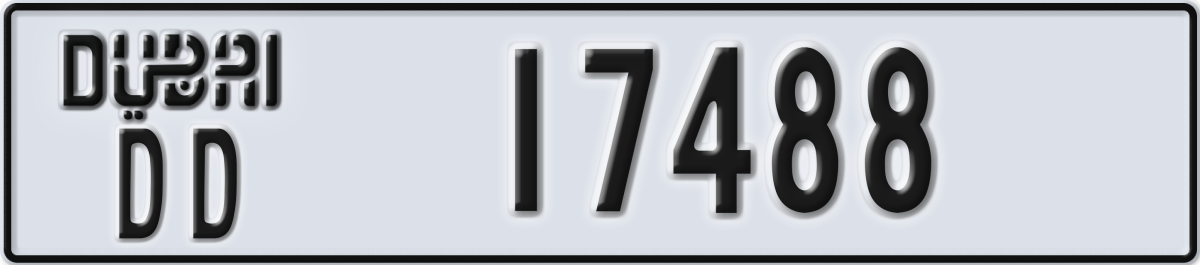 dubai License Plate Number 17488 Code DD