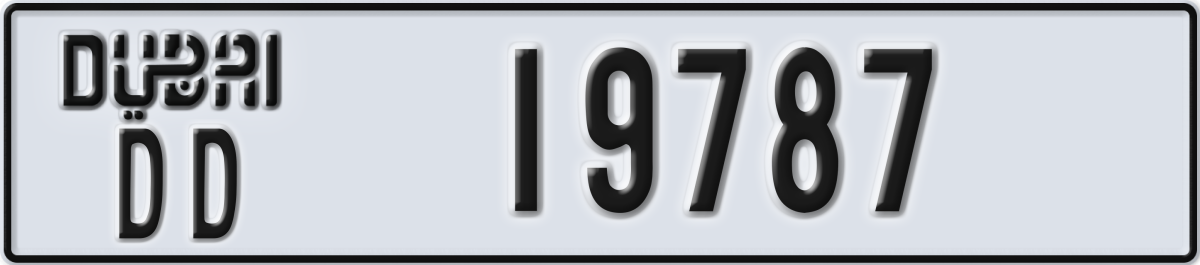 dubai License Plate Number 19787 Code DD