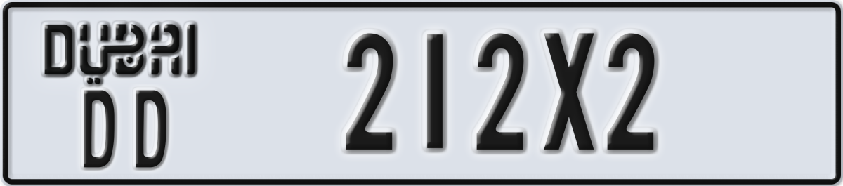 dubai License Plate Number 212X2 Code DD