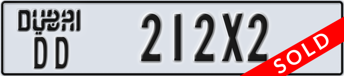 dubai License Plate Number 212X2 Code DD