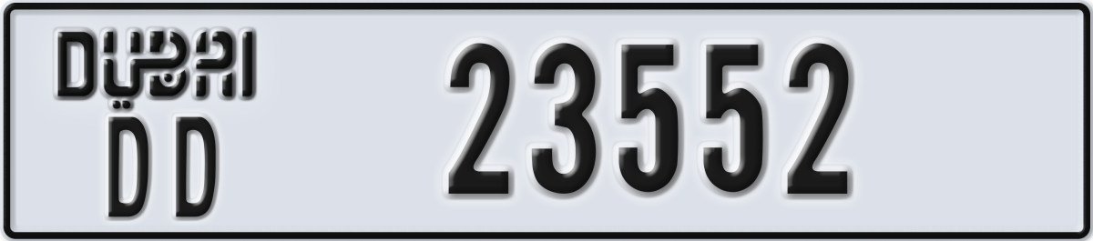 dubai License Plate Number 23552 Code DD