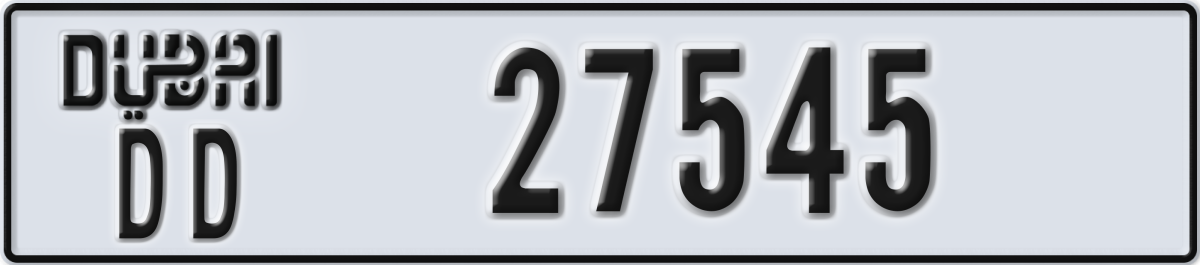 dubai License Plate Number 27545 Code DD