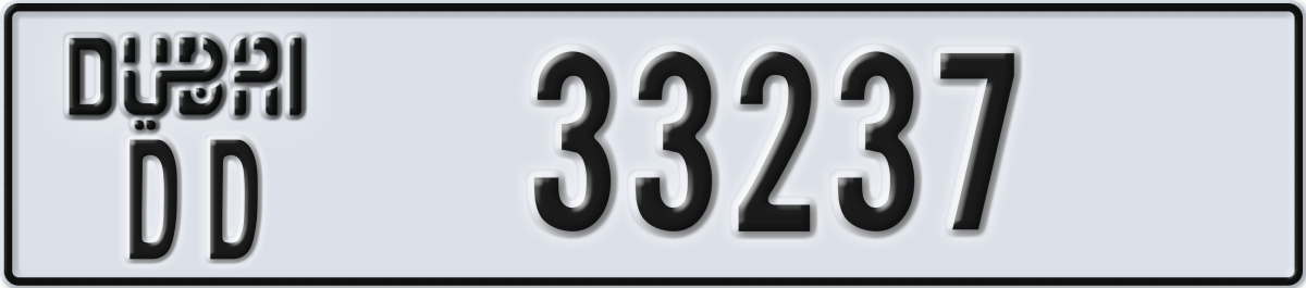 dubai License Plate Number 33237 Code DD