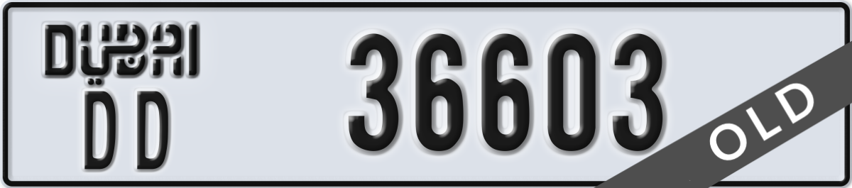 dubai License Plate Number 36603 Code DD