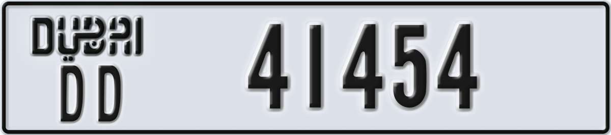 dubai License Plate Number 41454 Code DD
