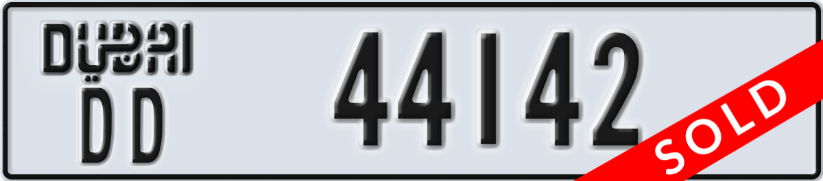 dubai License Plate Number 44142 Code DD