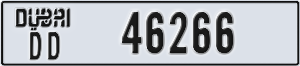 dubai License Plate Number 46266 Code DD