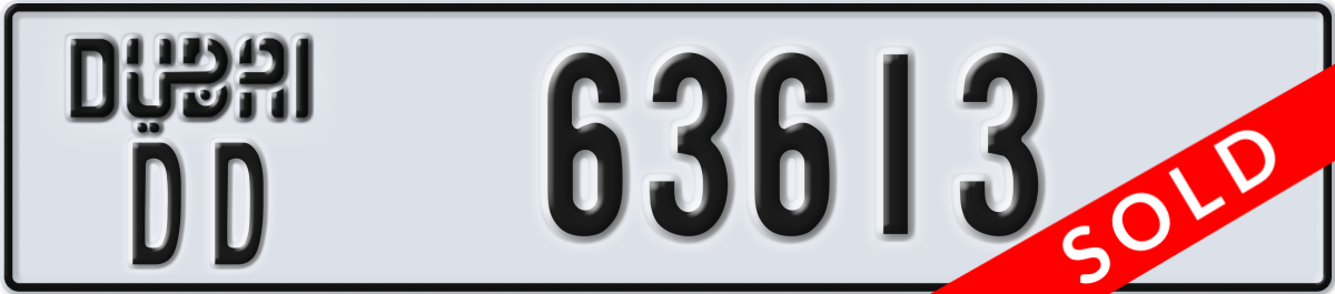 dubai License Plate Number 63613 Code DD