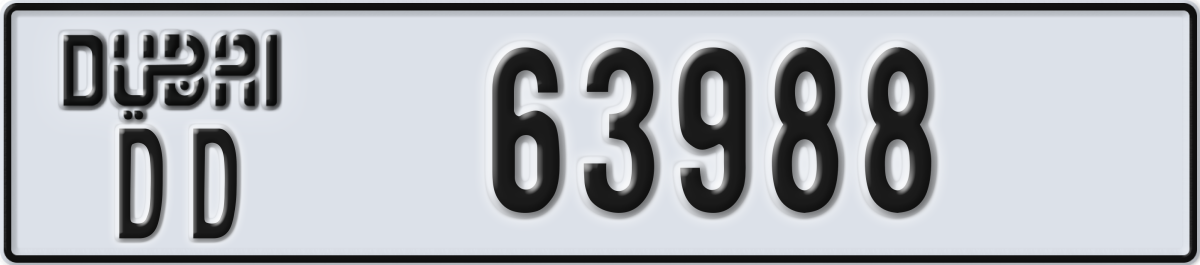 dubai License Plate Number 63988 Code DD