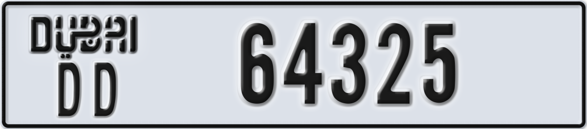dubai License Plate Number 64325 Code DD