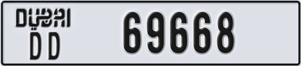 dubai License Plate Number 69668 Code DD