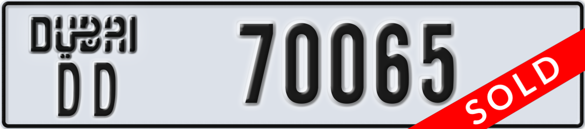 dubai License Plate Number 70065 Code DD