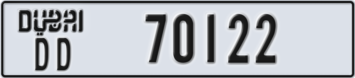 dubai License Plate Number 70122 Code DD