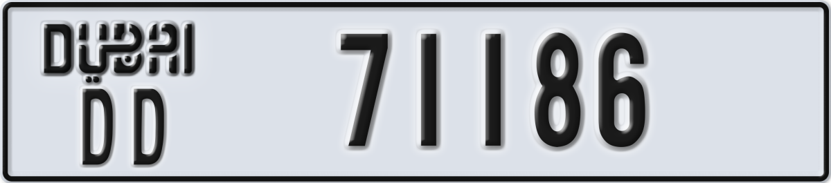 dubai License Plate Number 71186 Code DD