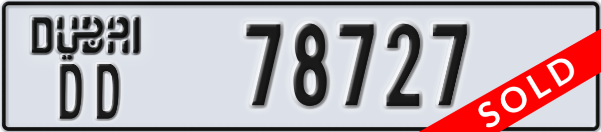 dubai License Plate Number 78727 Code DD
