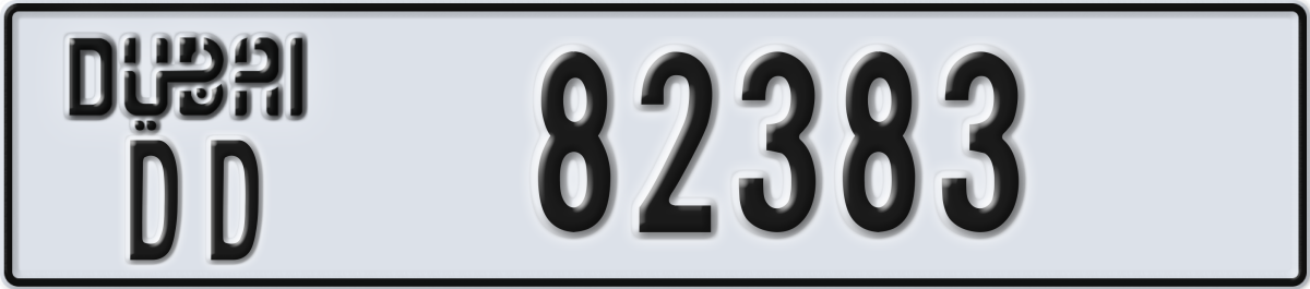 dubai License Plate Number 82383 Code DD
