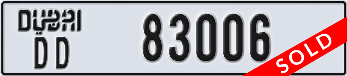 dubai License Plate Number 83006 Code DD
