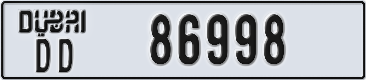 dubai License Plate Number 86998 Code DD
