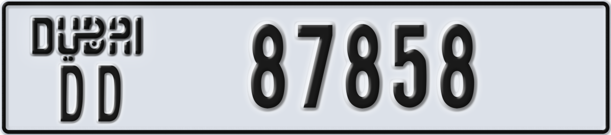 dubai License Plate Number 87858 Code DD