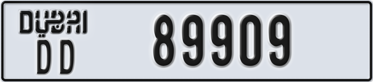 dubai License Plate Number 89909 Code DD