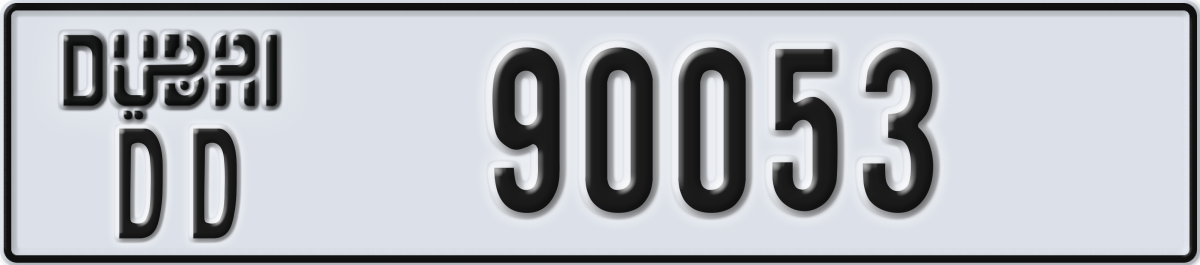 dubai License Plate Number 90053 Code DD