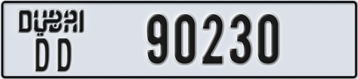 dubai License Plate Number 90230 Code DD