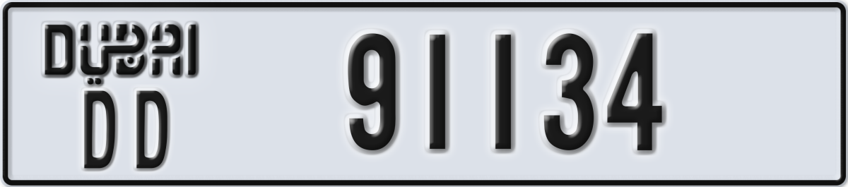 dubai License Plate Number 91134 Code DD
