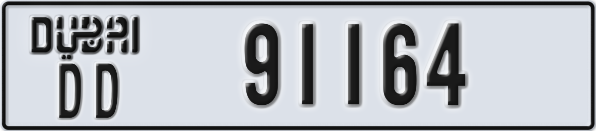 dubai License Plate Number 91164 Code DD