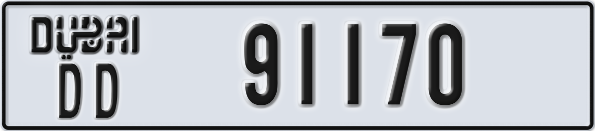 dubai License Plate Number 91170 Code DD
