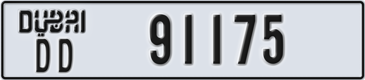 dubai License Plate Number 91175 Code DD