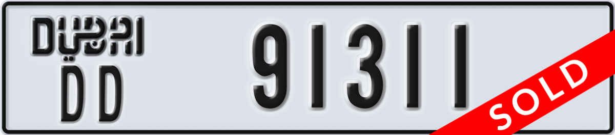 dubai License Plate Number 91311 Code DD