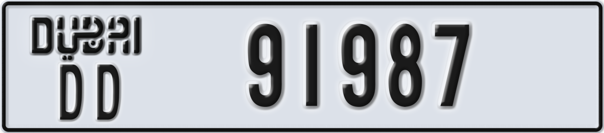 dubai License Plate Number 91987 Code DD