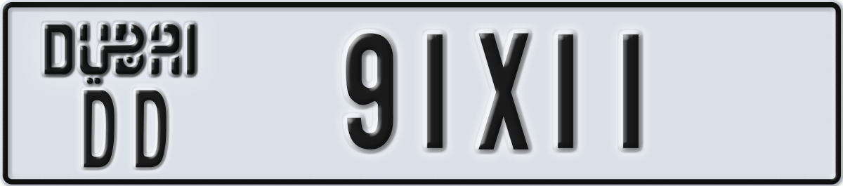 dubai License Plate Number 91X11 Code DD