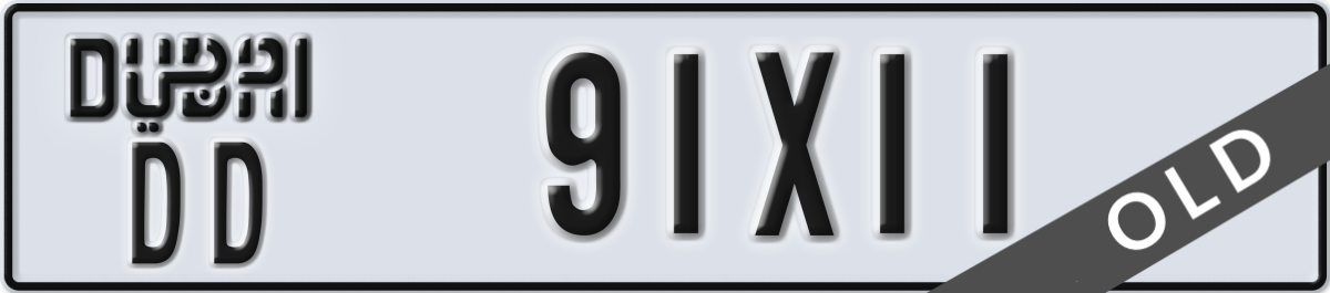 dubai License Plate Number 91X11 Code DD