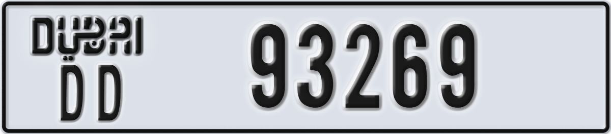 dubai License Plate Number 93269 Code DD