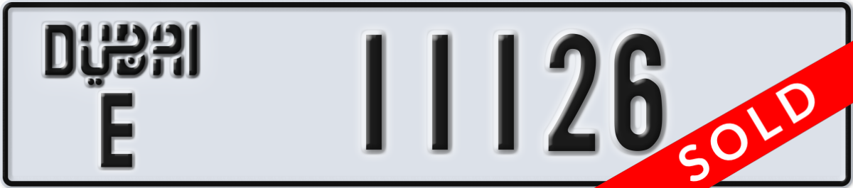 dubai License Plate Number 11126 Code E