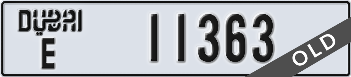 dubai License Plate Number 11363 Code E